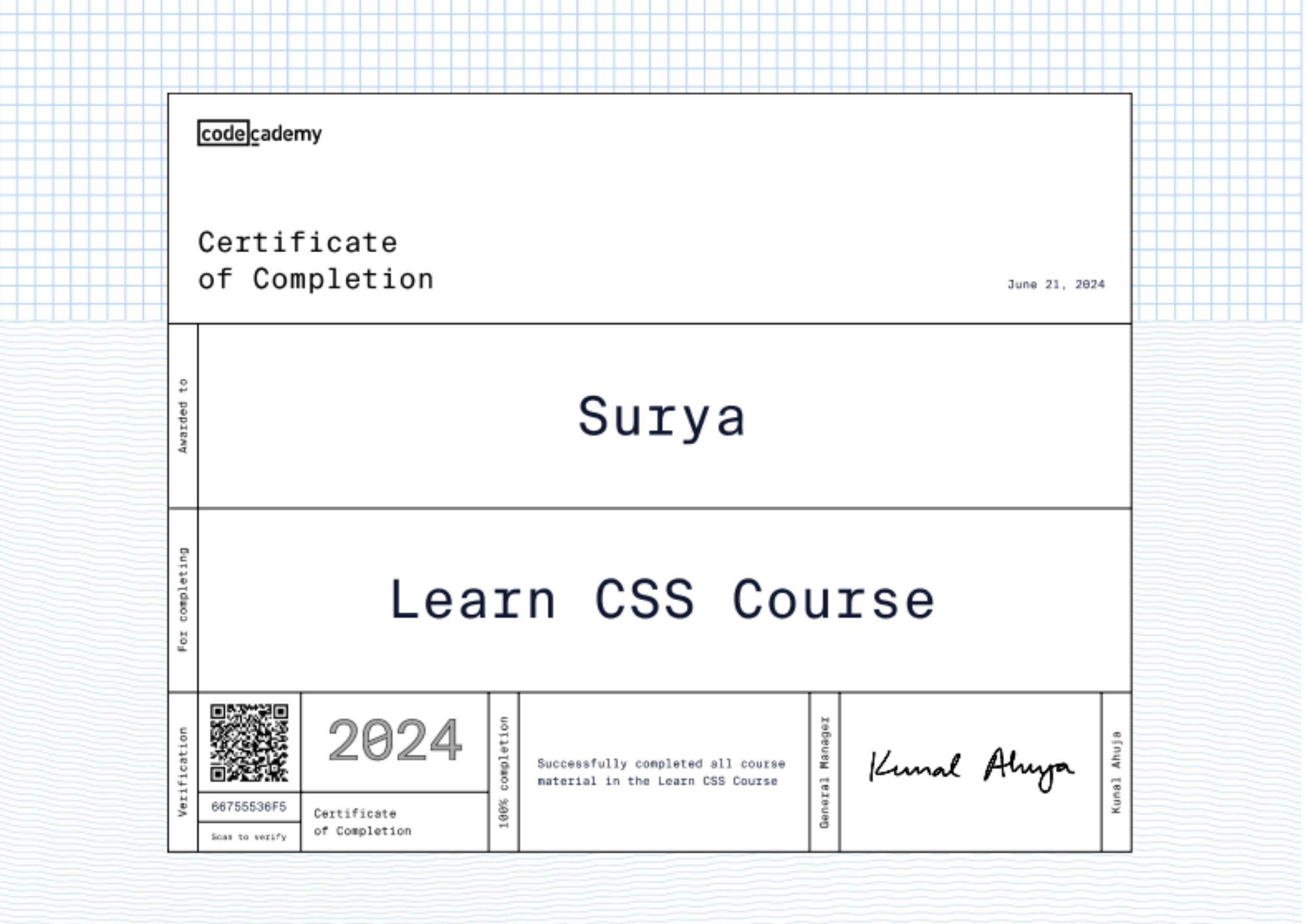 css certification image